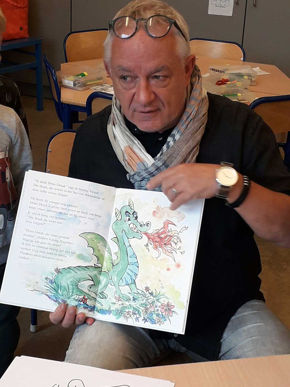 Voorleesmoment op de Boekenweek: een tekening in Opa Jan's boek!